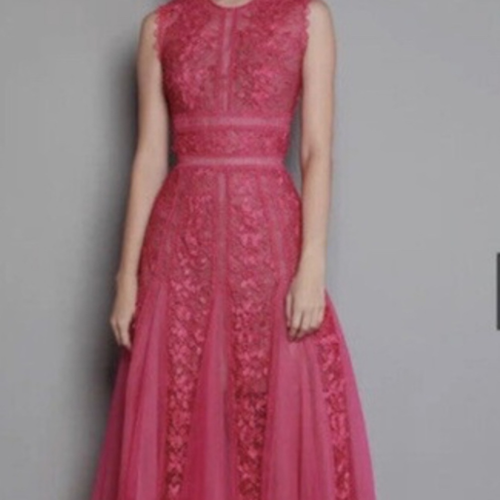 Bronx and Blanco embroidered mesh midi dress